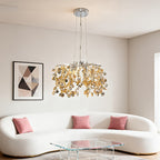 Lustre argenté à boules de cristal ambrées, Ø 40 x H 40 cm
