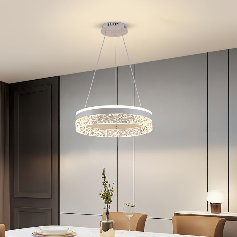 Suspension anneau LED Ø 40 cm, diffuseur effet glace, trois teintes