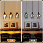 Lot de 2 suspensions tulipe en verre fumé, douille E27, câble 120 cm