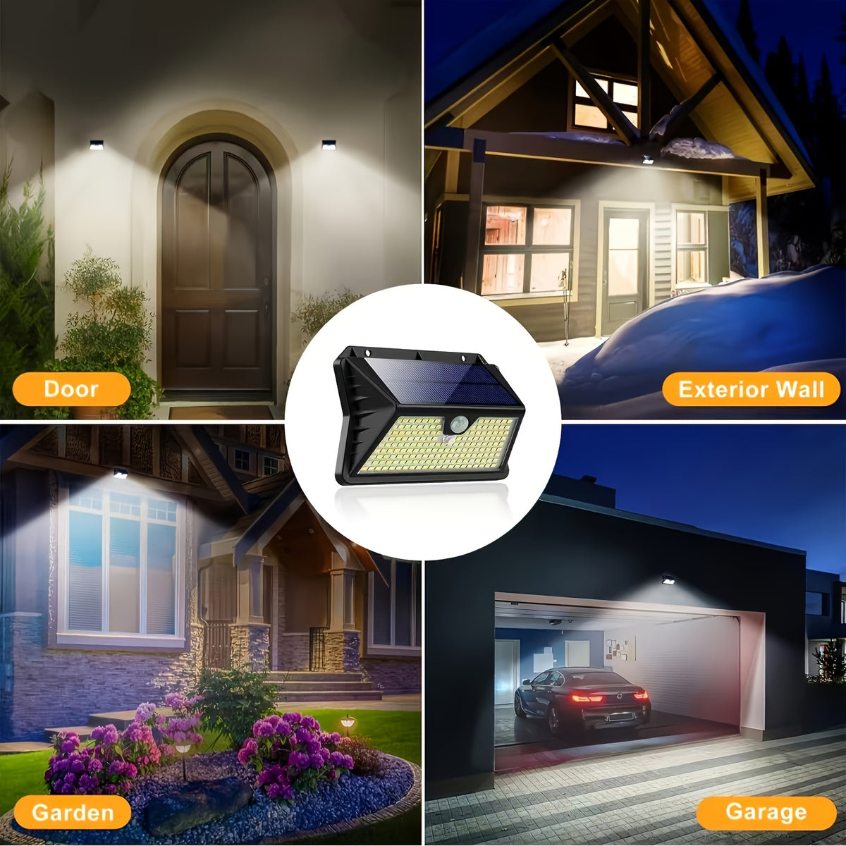 Applique solaire à détecteur 185 LED, grand panneau, IP65