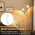 Lampadaire blanc à deux têtes orientables en tissu, douille E14