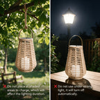 Lanterne solaire en cordelette tressée beige, bougie LED, IP44