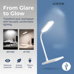 Lampe de bureau LED blanche à col de cygne, tactile trois teintes