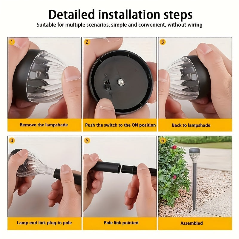 Lampe solaire de jardin à piquet, diffuseur torsadé, lot de 10