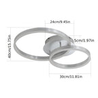 Plafonnier LED double anneau doré, noir ou argenté, variateur, 59 cm