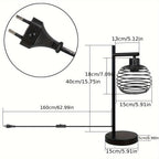 Lot de 2 lampes de chevet noires à cage spirale en métal, douille E27