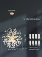 Lustre pissenlit doré à perles de cristal, 8 lumières, Ø 45 cm