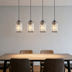 Suspension cylindres en cristal K9, 3 ou 4 lumières, monture noire