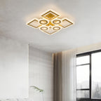 Plafonnier LED géométrique 75 cm, anneaux et carrés, trois teintes