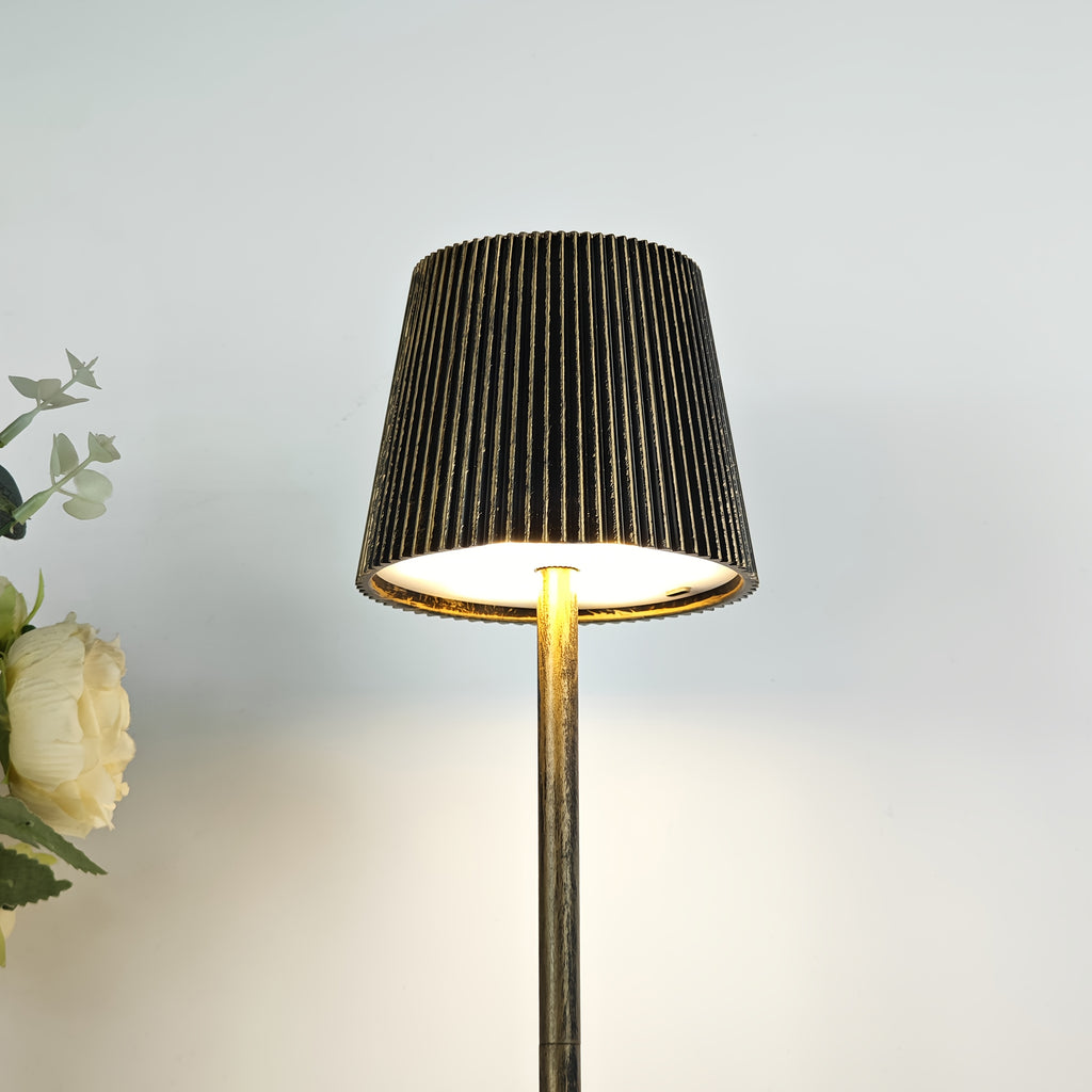 Lampe de chevet sans fil plissée, neuf coloris, tactile, 36 cm