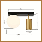 Plafonnier globe en verre opalin et spot GU10 orientable