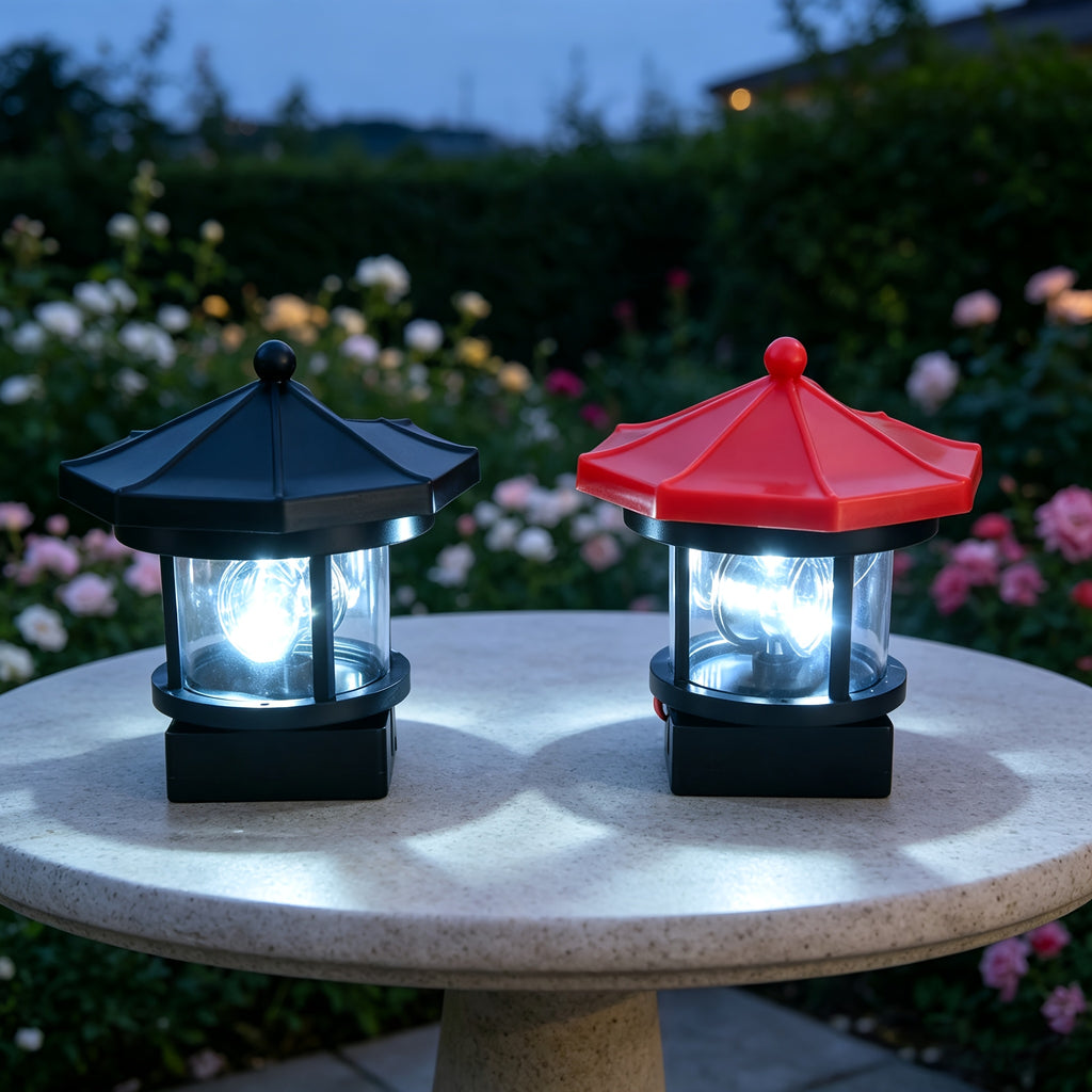 Lot de 2 lampes solaires pavillon octogonal, toit noir et rouge