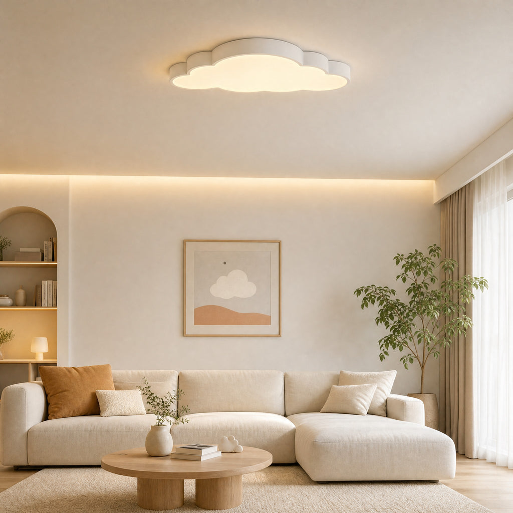Plafonnier LED nuage blanc 50 cm pour chambre d'enfant, trois teintes