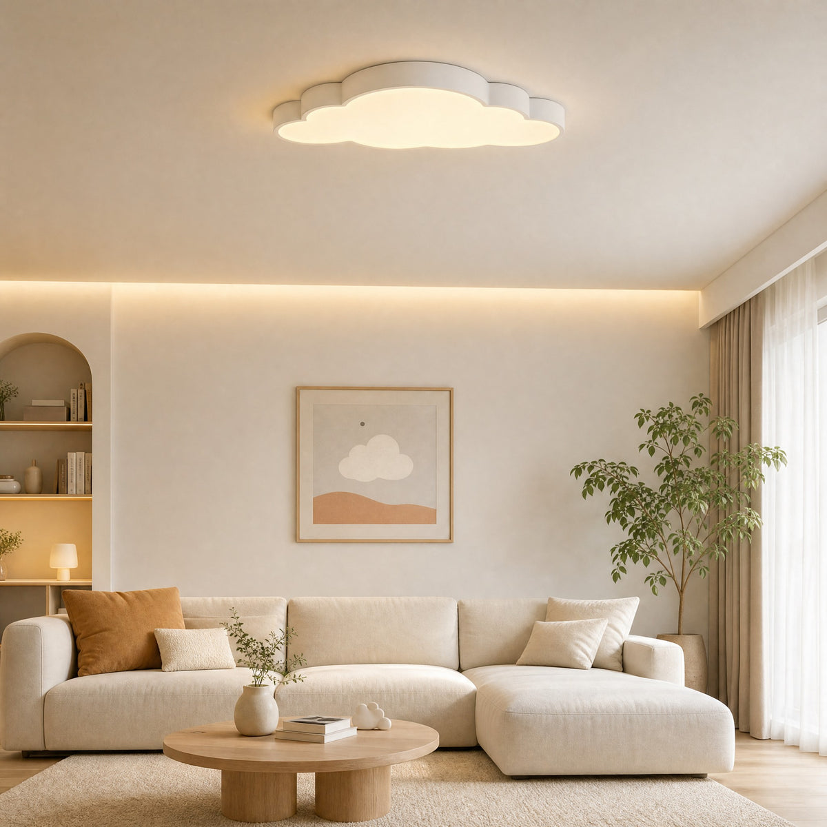 Plafonnier LED nuage blanc 50 cm pour chambre d'enfant, trois teintes
