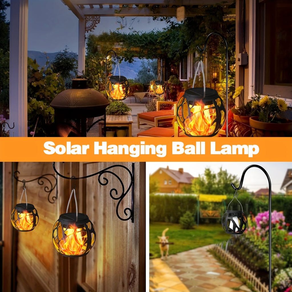 Lot de 6 petites lanternes solaires boules noires à effet flamme