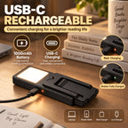 Lampe de lecture plate à pince, rechargeable USB-C, noire ou blanche