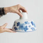 Abat-jour de suspension en porcelaine bleu et blanc à fleurs