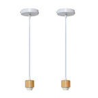 Suspension douille E27 effet bois et câble blanc, sans abat-jour