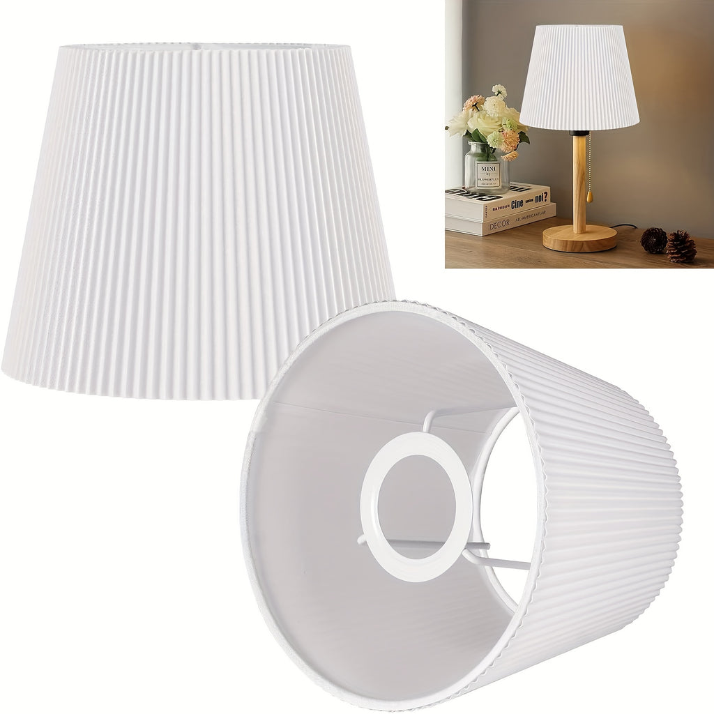 Lot de 2 abat-jour plissés blancs, Ø 15 x H 14 cm, pour douille E27