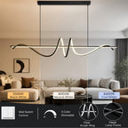 Suspension LED linéaire à vague lumineuse, 100 cm, doré ou noir