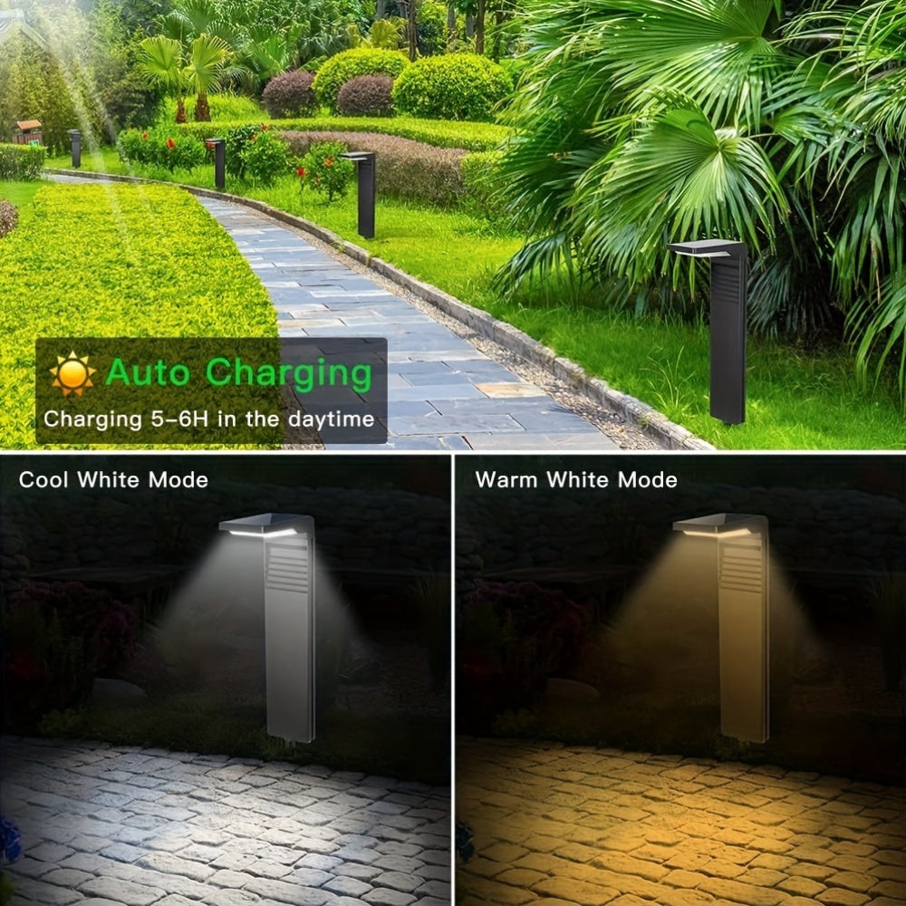 Lot de 2 bornes solaires rectangulaires noires, 4 modes d'éclairage