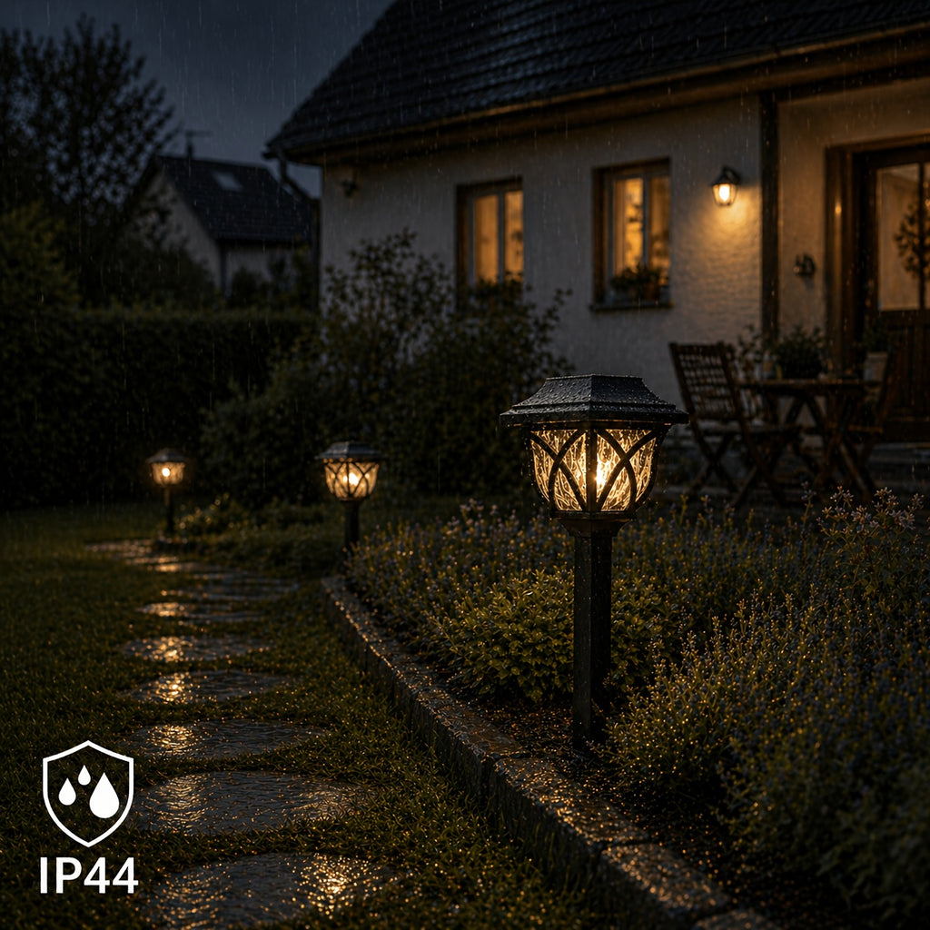 Lampe solaire lanterne à treillis et diffuseur ondé, lot de 6