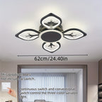 Plafonnier LED à 4 feuilles scintillantes, doré, blanc ou noir