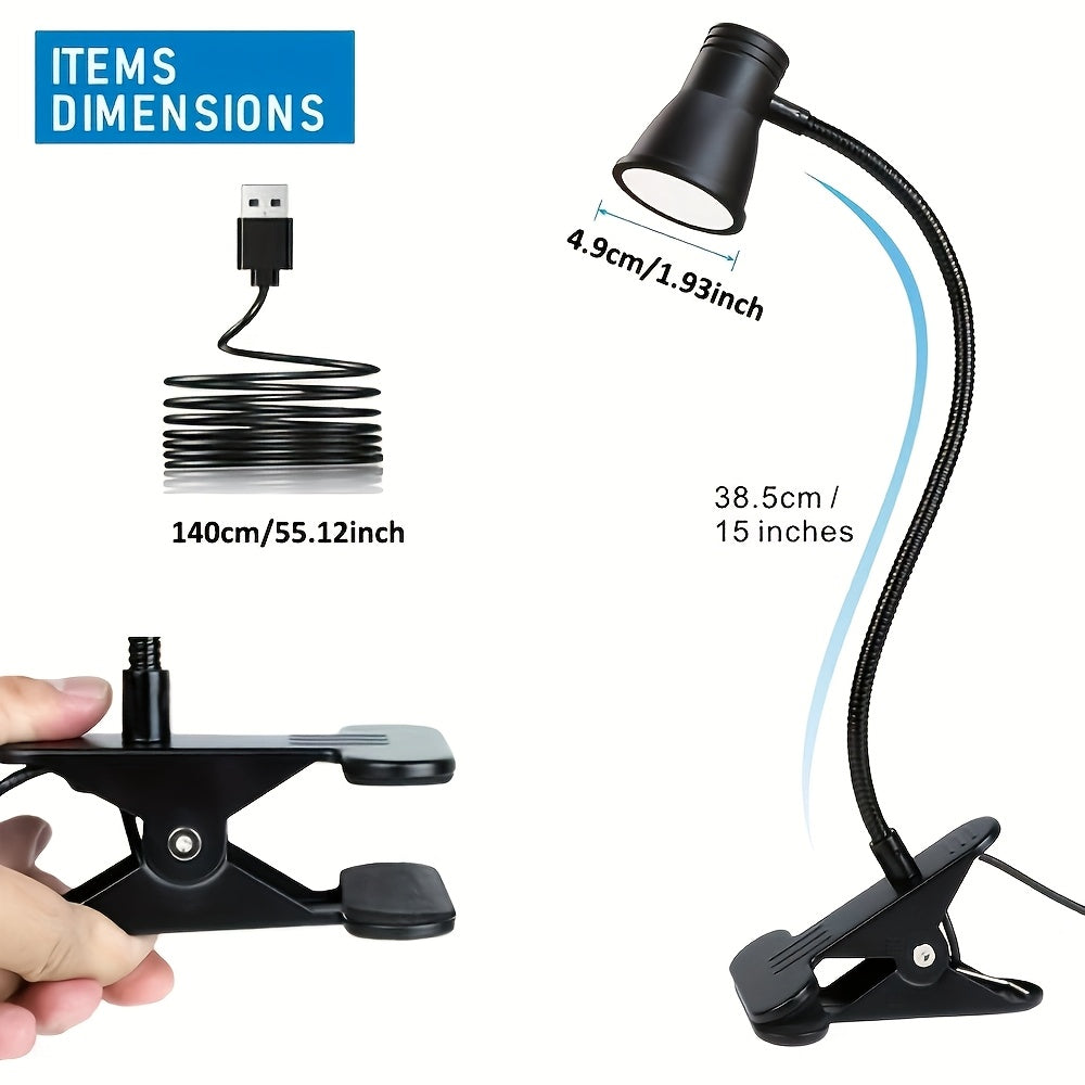 Lampe à pince noire à tête conique, câble de 140 cm, 10 intensités