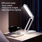 Lampe de bureau LED pliable sans fil, panneau tactile à 3 teintes