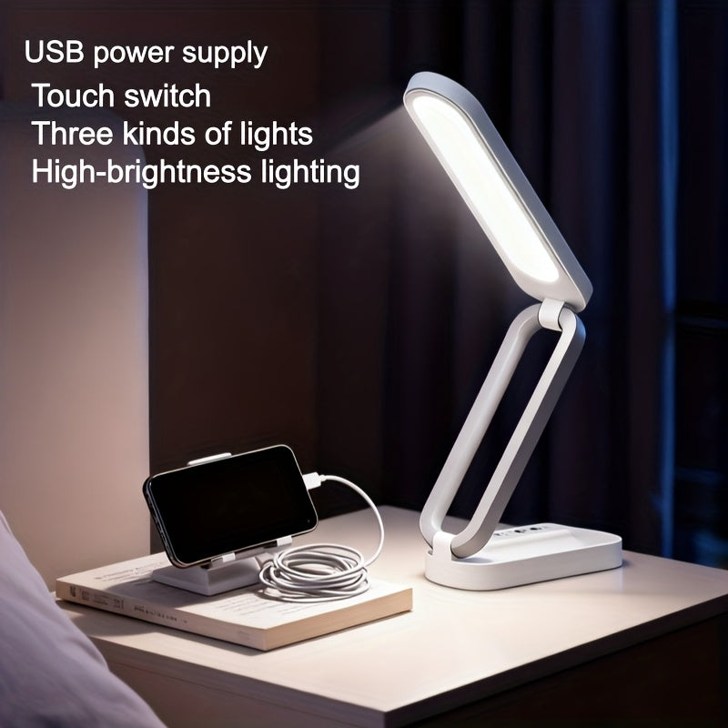 Lampe de bureau LED pliable sans fil, panneau tactile à 3 teintes