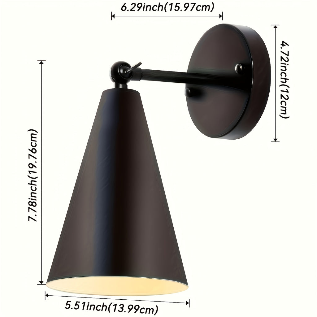 Lot de 2 appliques murales cône orientable, dorées ou noires