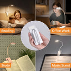 Lampe de lecture pliante à pince blanche, 10 x 4 cm une fois repliée
