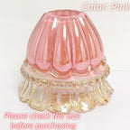 Petite tulipe en verre rose à jupe ondulée pour applique, Ø 12,7 cm