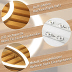 Plafonnier LED en bois à trois anneaux, 70 cm, avec télécommande