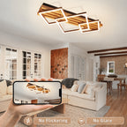 Plafonnier LED bois et cadres noirs, 2 ou 3 cadres, télécommande