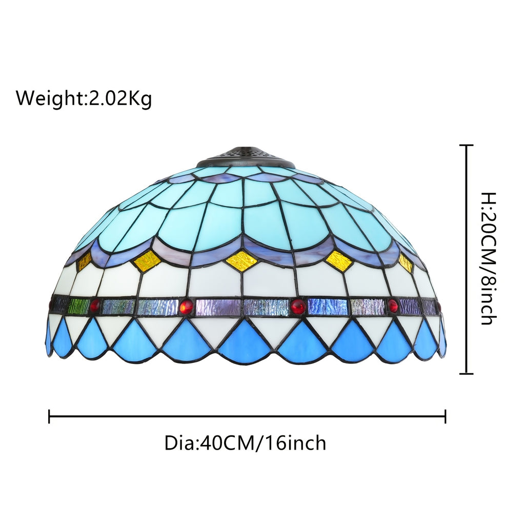Verre de remplacement en vitrail méditerranéen bleu, Ø 40 cm