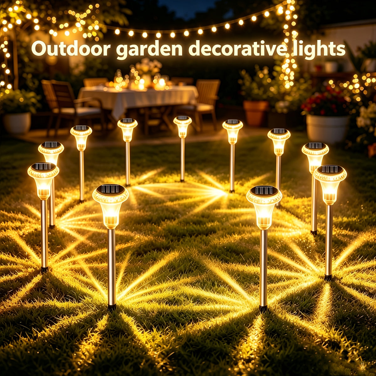 Lot de 12 lampes solaires de jardin à projection d'étoiles, IP44