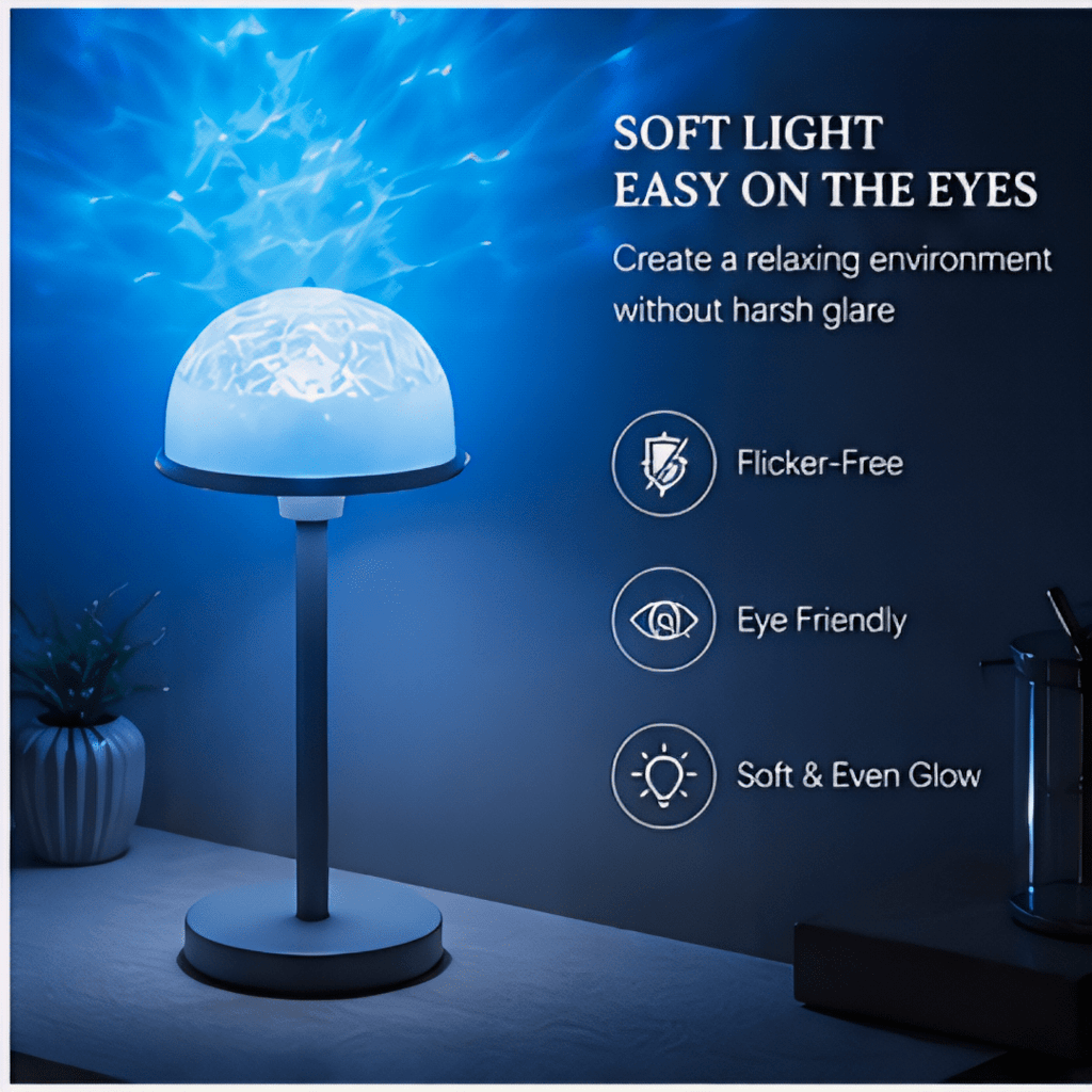 Lampe LED projecteur de reflets d'eau, dôme amovible sans fil