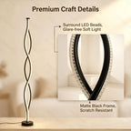 Lampadaire LED double hélice effet cristal noir mat, 122 cm