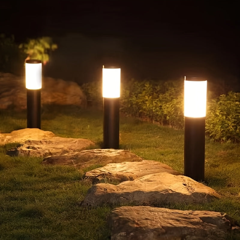 Lampe solaire tube à diffuseur opalin, noire ou argentée, lot de 2