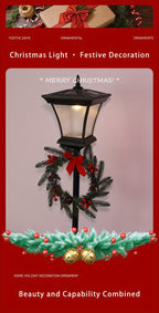 Lampadaire solaire de Noël 150 cm avec couronne et jardinière
