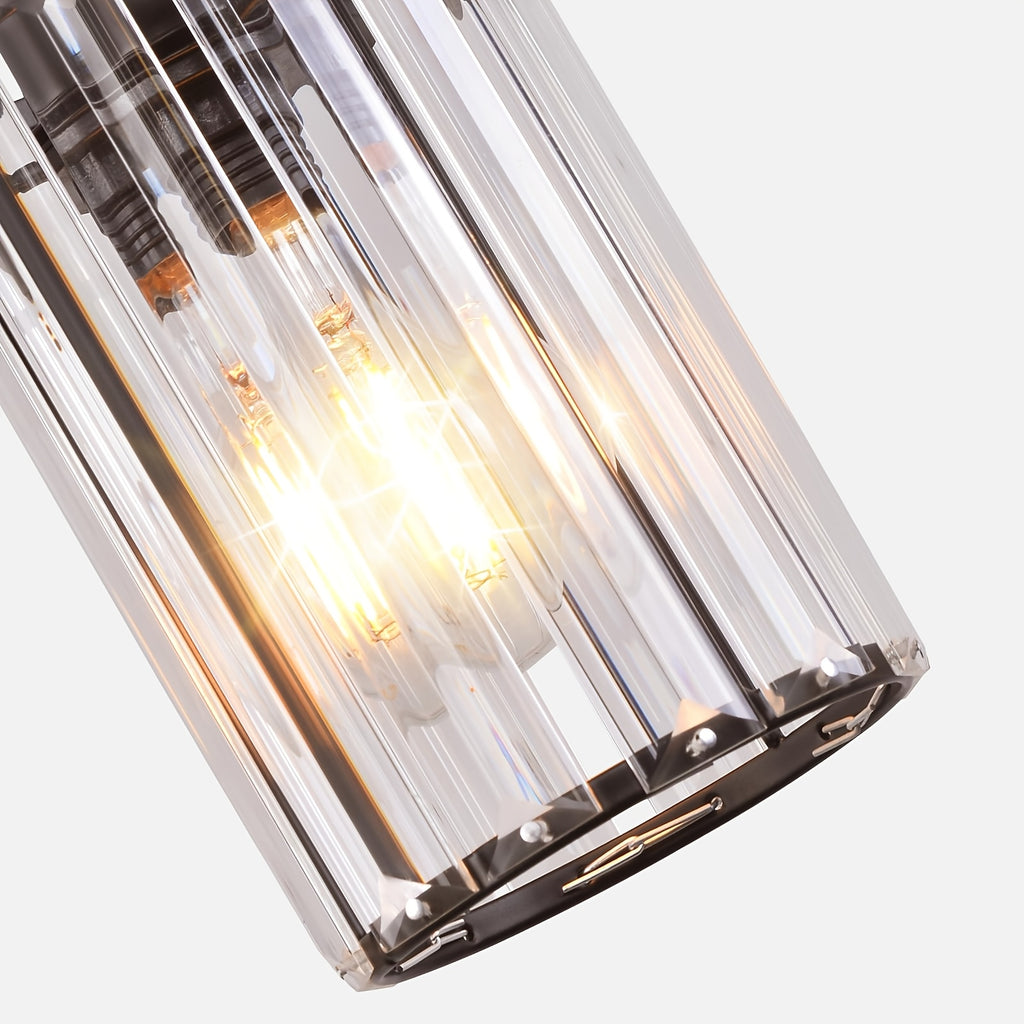 Suspension cylindres en cristal K9, 3 ou 4 lumières, monture noire