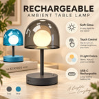 Lampe champignon sans fil à dôme gris ou bleu, 3000 à 6500K