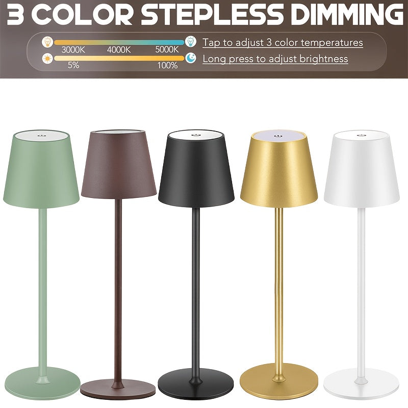 Lampe de table LED sans fil à abat-jour conique et deux hauteurs