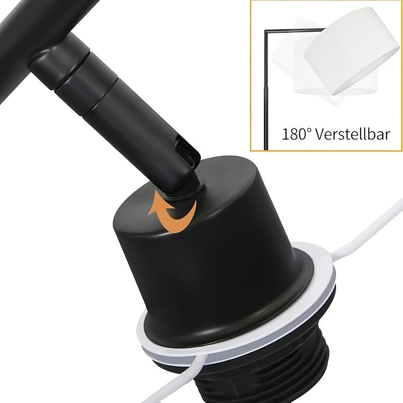 Lampadaire noir à abat-jour tambour inclinable sur 180°, 166 cm