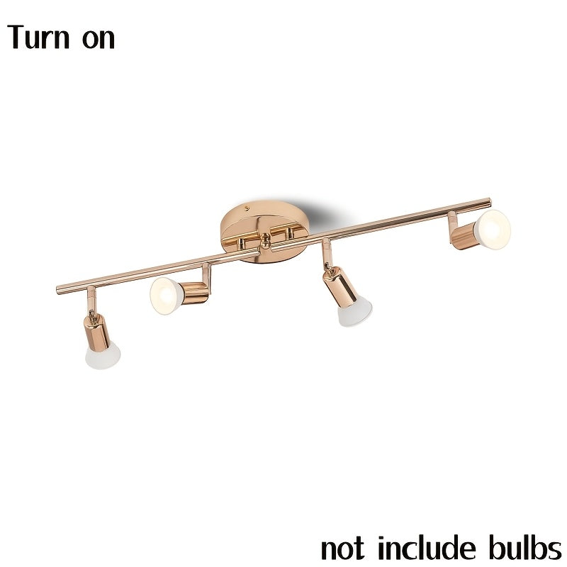 Plafonnier doré à 4 spots GU10 orientables sur rampe de 62 cm