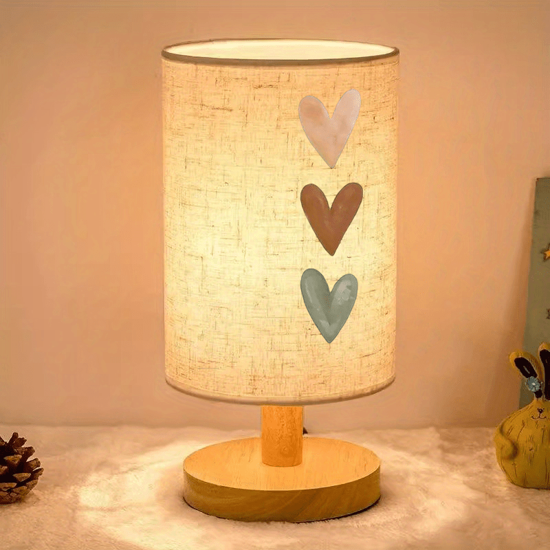 Lampe de chevet à abat-jour en tissu imprimé de trois cœurs