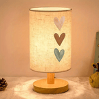 Lampe de chevet à abat-jour en tissu imprimé de trois cœurs