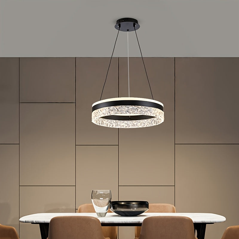 Suspension anneau LED Ø 40 cm, diffuseur effet glace, trois teintes