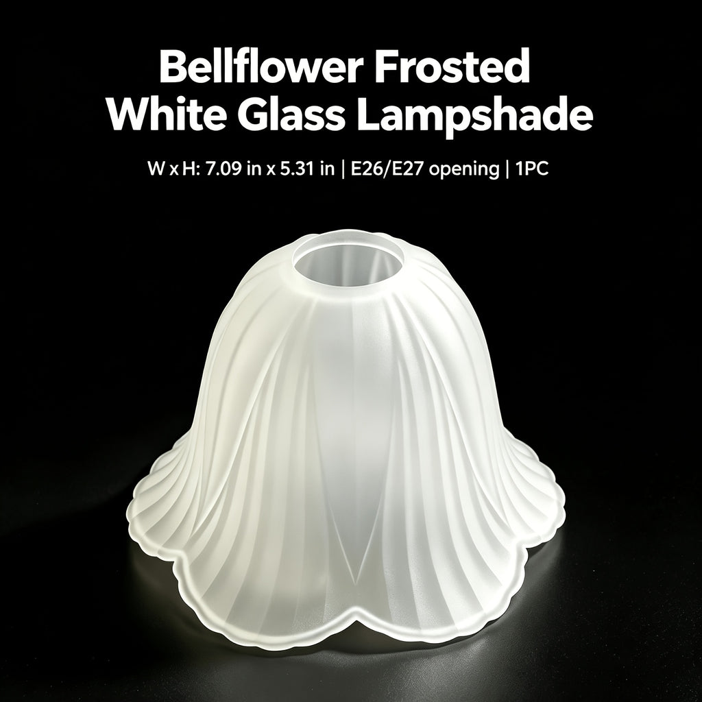 Verre de remplacement campanule en verre givré blanc, Ø 18 cm